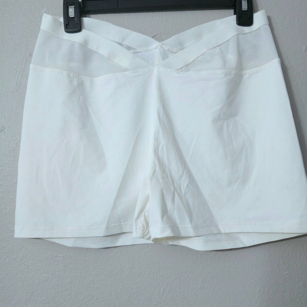 Halara White Crossover Mesh Waistband Scrunch Butt Active Shorts Womens Large